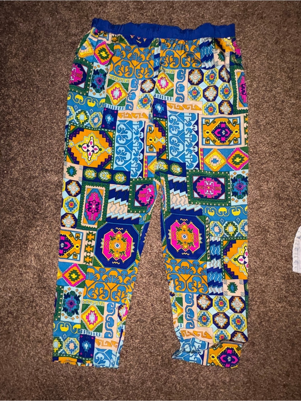 Trina Turk Multicolor Tile-Print Pants - Blue, Yellow, Pink, Green